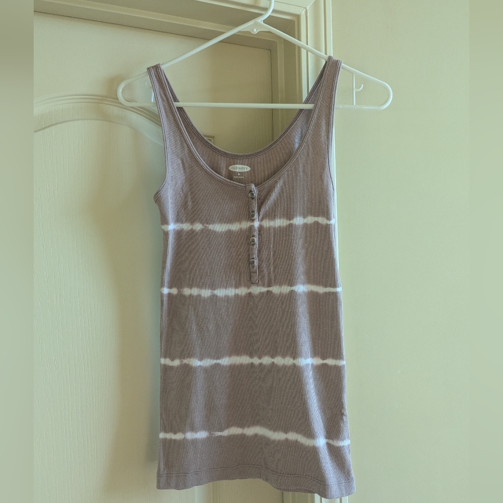 Old Navy Light Mauve and White Sleeveless Tank Top